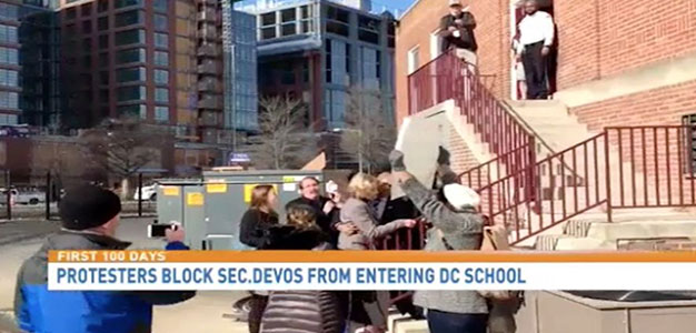 Betsy_DeVos_Blocked_from_Entering_DC_School