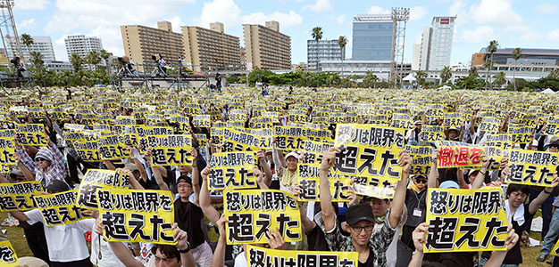 japanese protest us okinawa military base relocation
